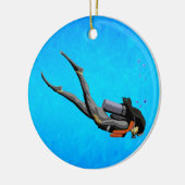 Woman SCUBA Diving Keramisch Ornament (Links)