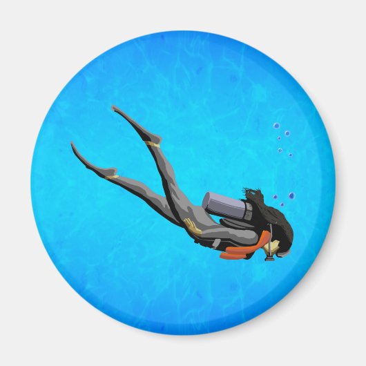Woman SCUBA Diving Magneet (Voorkant)