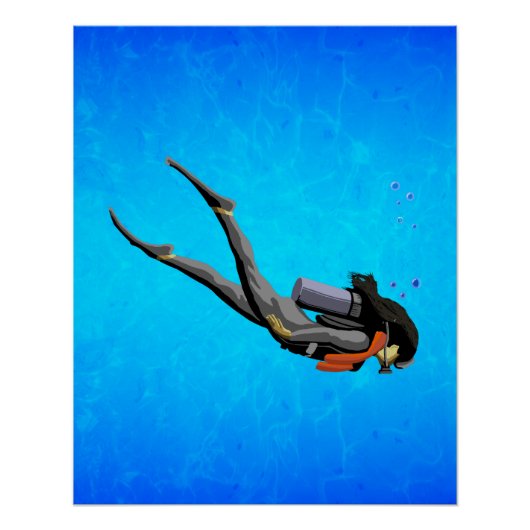 Woman SCUBA Diving Poster (Voorkant)
