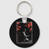Woman Sitting Cherry Blossoms Japanese Art Women M Sleutelhanger (Voorkant)