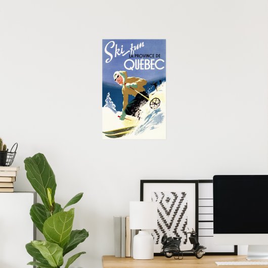 Woman Skiing - Both English and French Poster (Thuiskantoor)