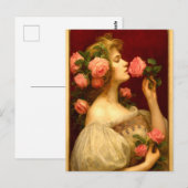 Woman Smelling A Rose Retro Victorian Era Briefkaart (Voorkant / Achterkant)
