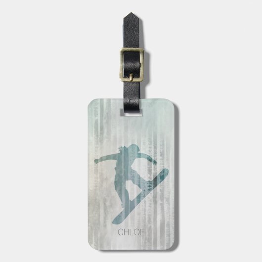 Woman Snowboarder Bagagelabel (Voorkant verticaal)