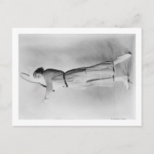 Woman Swinging Tennis Raquet Briefkaart