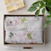  Woman Tea Pink Floral Bird House Ontkoppeling Tissuepapier (Geschenk)