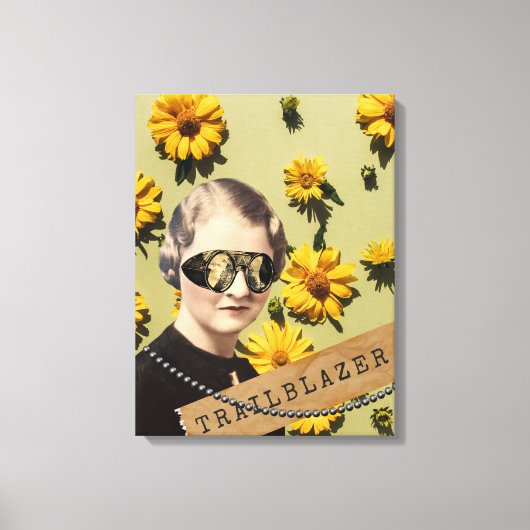 Woman Trailblazer Daisies Kitsch Canvas Afdruk (Voorkant)