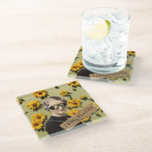  Woman Trailblazer Daisies Kitsch Glazen Onderzetter (Schuin)