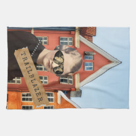 Woman Trailblazer Kitsch Veranderde Kunst Theedoek