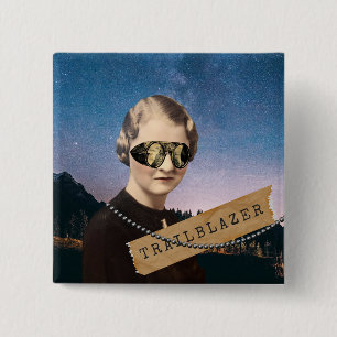 Woman Trailblazer Kitsch Veranderde Kunst Vierkante Button 5,1 Cm