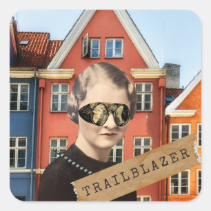 Woman Trailblazer Kitsch Veranderde Kunst Vierkante Sticker