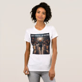 Woman Walking Crosswalk Trusting Universe T-Shirt (Voorkant volledig)