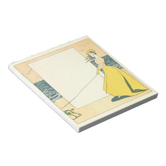 Woman Walking Dog op Strand Edward Penfield Notitieblok (Schuin)