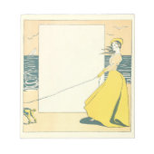 Woman Walking Dog op Strand Edward Penfield Notitieblok (Voorkant)