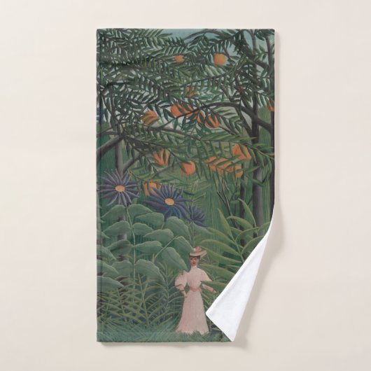 Woman Walking in an Exotic Forest, Henri Rousseau Handdoek (Handdoek)