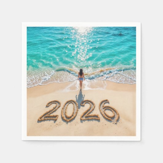 Woman Walking On a 2026 Beach Servet (Voorkant)