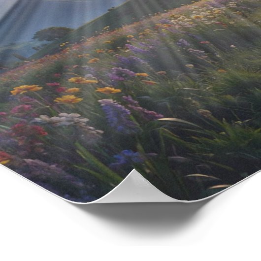 Woman Walking Toward Glowing Cross – Faith Journey Poster (Hoek)