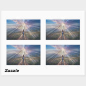 Woman Walking Toward Glowing Cross – Faith Journey Rechthoekige Sticker (Vel)