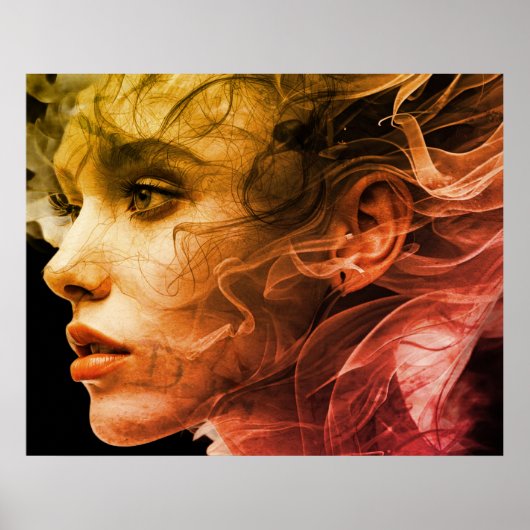 Woman with a 1974 Vibe on a Square Wall Poster (Voorkant)