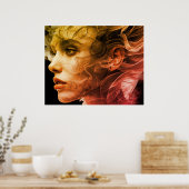 Woman with a 1974 Vibe on a Square Wall Poster (Keuken)