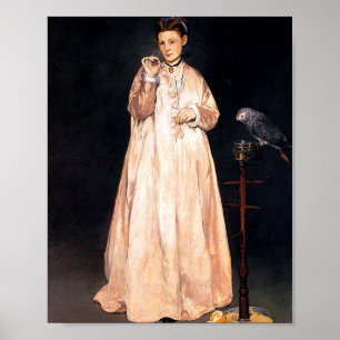 Woman with a parrot by Édouard Manet Poster