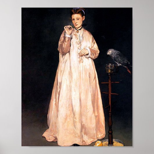 Woman with a parrot by Édouard Manet Poster (Voorkant)