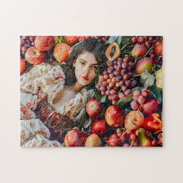 Woman with apples and grapes legpuzzel
