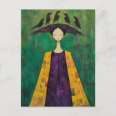 Woman With Birds on Her Head Briefkaart (Voorkant)