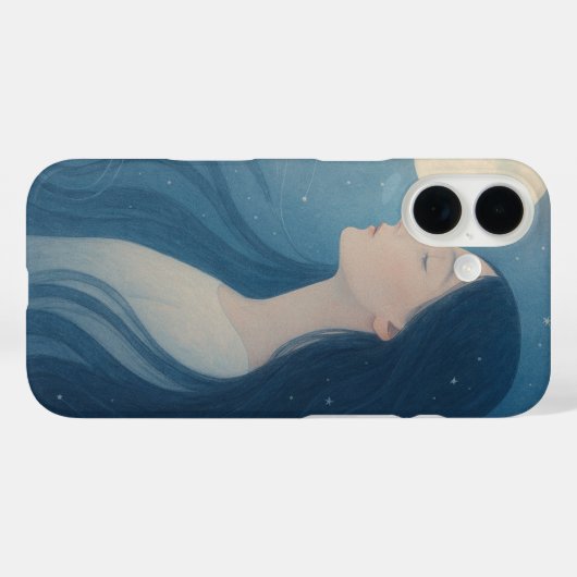 Woman with Black hair Phone Case | Minimalist Femi (Achterkant (horizontaal))
