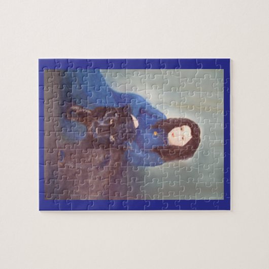 Woman with Black Panther Jigsaw Puzzle Legpuzzel (Horizontaal)