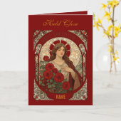 Woman With Cascading Roses Vintage Illustration Kaart (Gele Bloem)