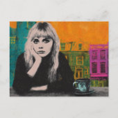 Woman With Coffee Colorful Mixed Media Briefkaart (Voorkant)