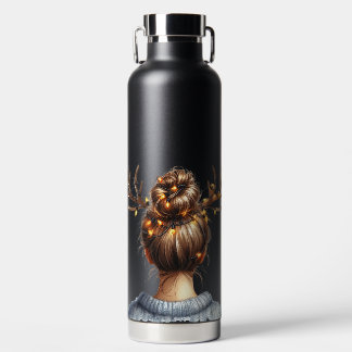 WOMAN WITH COLORFUL CHRISTMAS LIGHTS IN HER HAIR WATERFLES