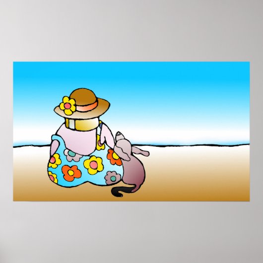 Woman with dog by the sea - Frau mit Hund am Meer Poster (Voorkant)