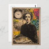 Woman With Fish Mixed Media Collage Briefkaart (Voorkant / Achterkant)