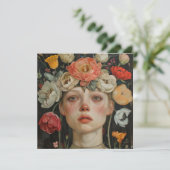 WOMAN WITH FLOWERS KAART (Staand voorkant)