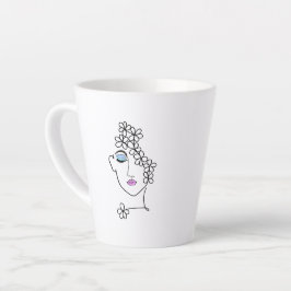 Woman With Flowers Line Art   Latte Mok
