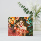 Woman with fruits and flowers portrait style briefkaart (Staand voorkant)