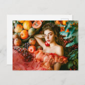 Woman with fruits and flowers portrait style briefkaart (Voorkant / Achterkant)