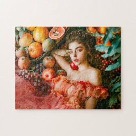 Woman with fruits and flowers portrait style legpuzzel