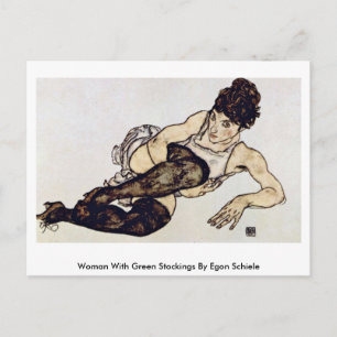 Woman With Green Stockings By Egon Schiele Briefkaart
