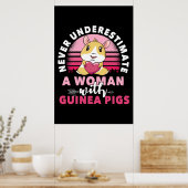 Woman with Guinea Pig Cavy Roddent Poster (Keuken)