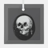 Woman With Halloween Cranium Reflection In Mirror Glas Ornament (Voorkant)