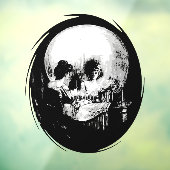 Woman With Halloween Cranium Reflection In Mirror Raamsticker (Vel 3)