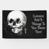 Woman With Halloween Cranium Reflection In Mirror Spandoek (Horizontaal)