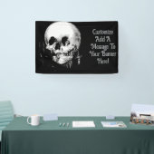 Woman With Halloween Cranium Reflection In Mirror Spandoek (Beurs)