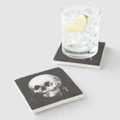 Woman with Halloween Skull Reflection In Mirror Stenen Onderzetter (Zijkant)