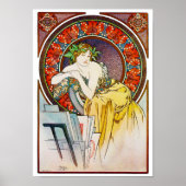 Woman with Poppy, Mucha Poster (Voorkant)