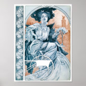 Woman with Rose, Mucha Poster (Voorkant)