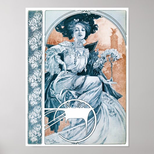 Woman with Rose, Mucha Poster (Voorkant)