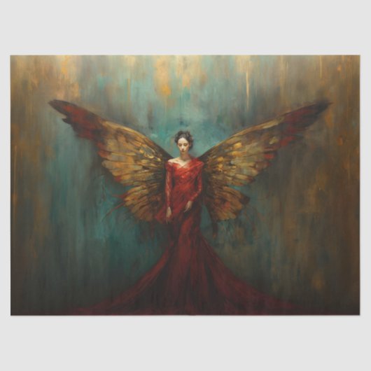 Woman with wings, Angel, Decoupage, Tissue paper, Tissuepapier (Voorkant)